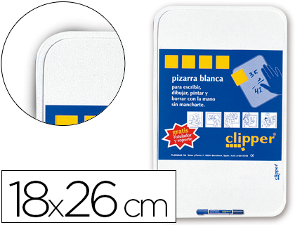 Pizarra blanca clipper 18x26cm. con rotulador